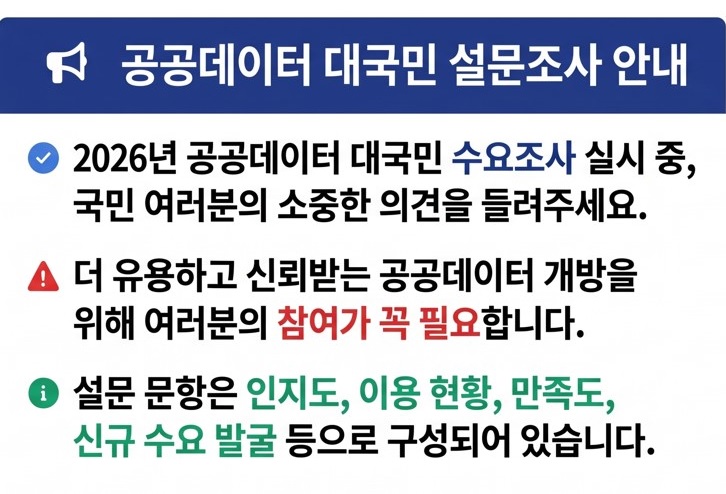 공공데이터 대국민 설문조사 안내