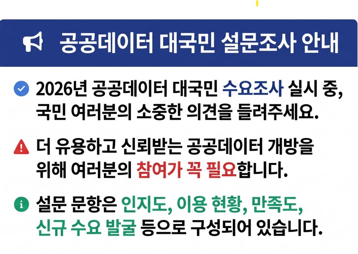 공공데이터 대국민 설문조사 안내